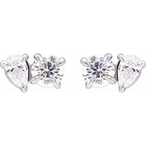 14K White Gold 1 1/6 CTW Lab-Grown Diamond Two-Stone Stud Earrings